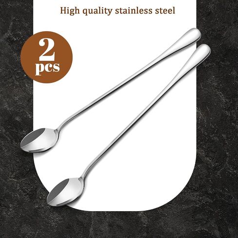 Long Handle Spoon, Coffee Stirrers 9-inch Ice Tea Spoon Premium Stainless Steel Iced Teaspoon for Mixing Cocktail Stirring Milkshake Coffee Bar, 2 PCS in Saudi Arabia