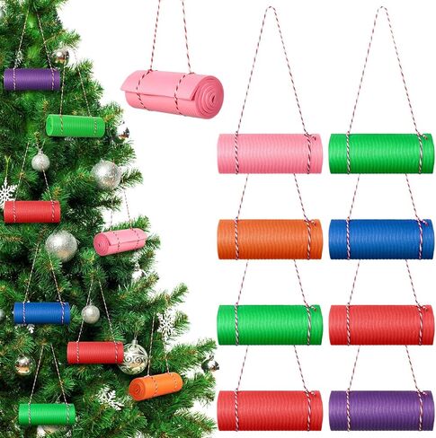 Leyndo 8 Pack Christmas Yoga Mat Ornament Hanging Yoga Mat for Christmas Tree Decoration Realistic Yoga Mat Decorative Gifts for Yoga Lover, Teacher, Instructor Xmas Decor Supplies, 5 x 2 inch in Saudi Arabia