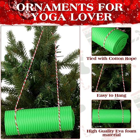 Leyndo 8 Pack Christmas Yoga Mat Ornament Hanging Yoga Mat for Christmas Tree Decoration Realistic Yoga Mat Decorative Gifts for Yoga Lover, Teacher, Instructor Xmas Decor Supplies, 5 x 2 inch in Saudi Arabia