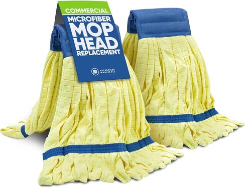 Commercial Mop Head Replacement – 2 Pack Blue Medium Microfiber Tube Mop (14 oz.) | Industrial Wet Mops | Refill Heads, Machine Washable, Heavy Duty | Hardwood, Tile, Laminate, Vinyl Floors in Kuwait