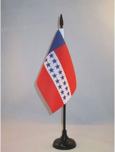 علم طاولة مايوت من AZ FLAG مقاس 10.16 سم × 15.24 سم - علم مكتب منطقة مايوت الفرنسية مقاس 15 × 10 سم - عصا وقاعدة بلاستيكية سوداء in Kuwait
