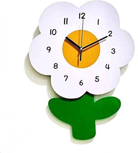 Serlium Modern Decorative Clock Flower Shaped Wall Clocks for Kids Cartoon Cute Exquisite Silent Wall Clock for Living Rooms Offices(30 * 40cm) in Saudi Arabia