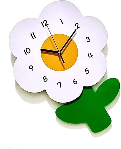 Serlium Modern Decorative Clock Flower Shaped Wall Clocks for Kids Cartoon Cute Exquisite Silent Wall Clock for Living Rooms Offices(30 * 40cm) in Saudi Arabia