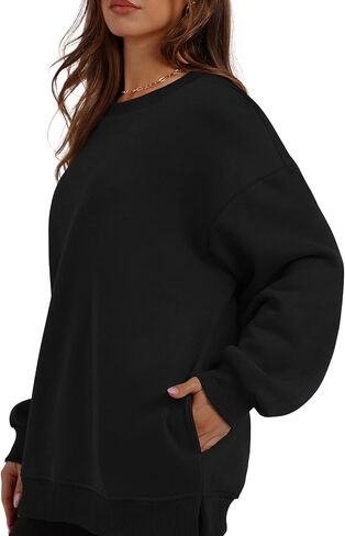 Womens Oversized Sweatshirt with Pocket Long Sleeve Pullover 2024 Fall Casual Hoodies Loose Crew Neck Outfits in Saudi Arabia