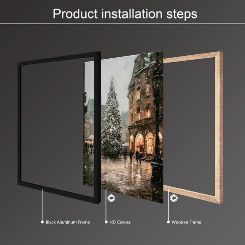 uoyien Vintage Christmas Tree Wall Art Moody Winter Holiday Decor Retro Pine Lighted Landscape Canvas Picture Painting Print Rustic Farmhouse Scene Aesthetic Xmas Room Wall Poster 12x16in Unframed in Kuwait