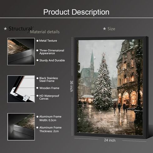 uoyien Vintage Christmas Tree Wall Art Moody Winter Holiday Decor Retro Pine Lighted Landscape Canvas Picture Painting Print Rustic Farmhouse Scene Aesthetic Xmas Room Wall Poster 12x16in Unframed in Kuwait