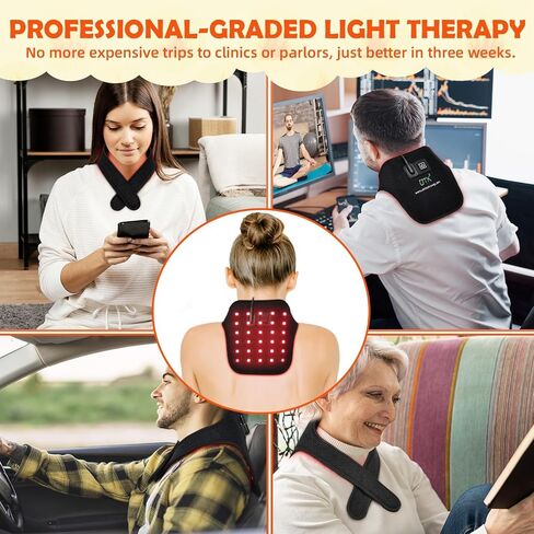 UTK Blue & Red Light Therapy for Neck, 660&850nm Near Infrared Light Therapy Neck Wrap Belt for Joint Muscle Pain Relief, Red Light Therapy Device at Home Office,Pulse Mode for Deep Tissue in Saudi Arabia