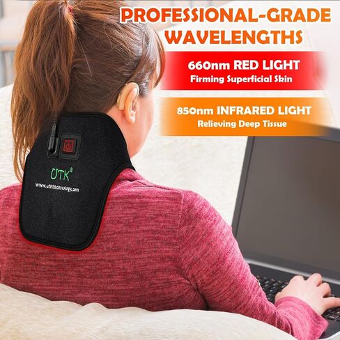 UTK Blue & Red Light Therapy for Neck, 660&850nm Near Infrared Light Therapy Neck Wrap Belt for Joint Muscle Pain Relief, Red Light Therapy Device at Home Office,Pulse Mode for Deep Tissue in Saudi Arabia
