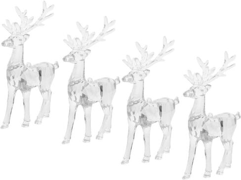 Didiseaon 4 قطع عيد الميلاد الاكريليك تمثال الرنة واضح يقف الغزلان تمثال الأيائل الحيوان النحت لعيد الميلاد حزب عشاء الطاولة المركزية in Kuwait