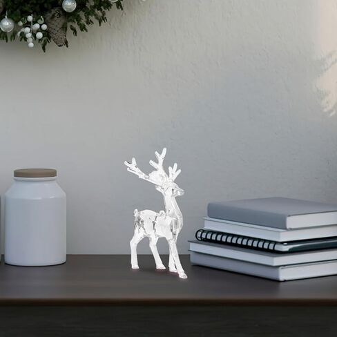 Didiseaon 4 قطع عيد الميلاد الاكريليك تمثال الرنة واضح يقف الغزلان تمثال الأيائل الحيوان النحت لعيد الميلاد حزب عشاء الطاولة المركزية in Kuwait