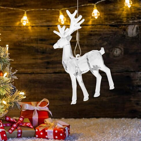 Didiseaon 4 قطع عيد الميلاد الاكريليك تمثال الرنة واضح يقف الغزلان تمثال الأيائل الحيوان النحت لعيد الميلاد حزب عشاء الطاولة المركزية in Kuwait