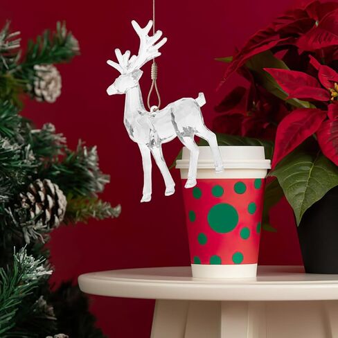 Didiseaon 4 قطع عيد الميلاد الاكريليك تمثال الرنة واضح يقف الغزلان تمثال الأيائل الحيوان النحت لعيد الميلاد حزب عشاء الطاولة المركزية in Kuwait