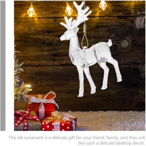 Didiseaon 4 قطع عيد الميلاد الاكريليك تمثال الرنة واضح يقف الغزلان تمثال الأيائل الحيوان النحت لعيد الميلاد حزب عشاء الطاولة المركزية in Kuwait