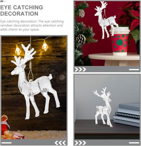 Didiseaon 4 قطع عيد الميلاد الاكريليك تمثال الرنة واضح يقف الغزلان تمثال الأيائل الحيوان النحت لعيد الميلاد حزب عشاء الطاولة المركزية in Kuwait