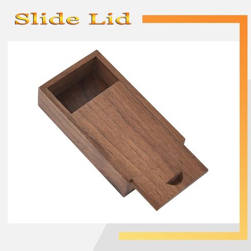 Fire Stone 1 Pcs Small Rectangle Wooden Box with Slide Lid, Natural Wood Container, Crafts DIY/Hobbies/Home Storage Box, for Christmas/Wedding/Party Gift Box -3.66 x 2.12 x 0.98inch (Brown) in Kuwait