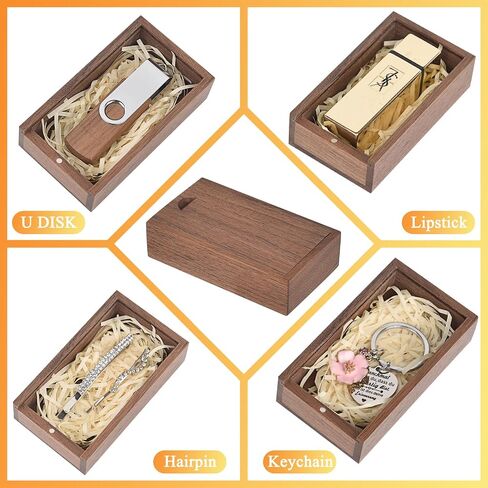 Fire Stone 1 Pcs Small Rectangle Wooden Box with Slide Lid, Natural Wood Container, Crafts DIY/Hobbies/Home Storage Box, for Christmas/Wedding/Party Gift Box -3.66 x 2.12 x 0.98inch (Brown) in Kuwait