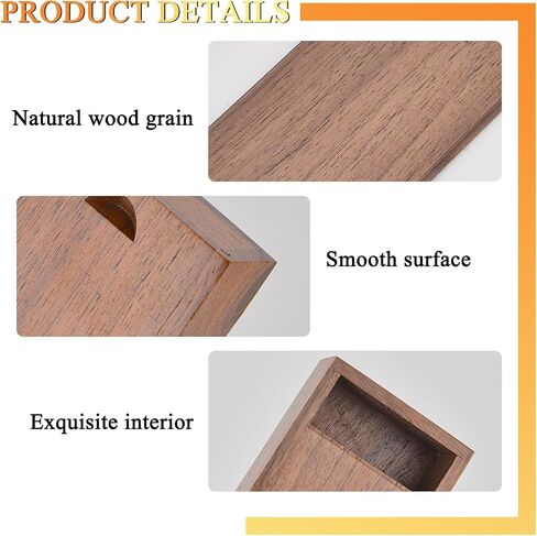 Fire Stone 1 Pcs Small Rectangle Wooden Box with Slide Lid, Natural Wood Container, Crafts DIY/Hobbies/Home Storage Box, for Christmas/Wedding/Party Gift Box -3.66 x 2.12 x 0.98inch (Brown) in Kuwait