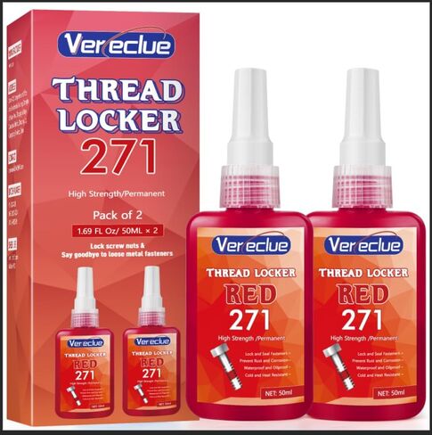 Thread Lock 50ml Blue 242 and 50ml Red 271, Medium Strength and Strong Strength Lock Tight Threadlocker, Thread Locker for Nuts, Bolts, Metal Fasteners to Against Losening and Seal in Saudi Arabia