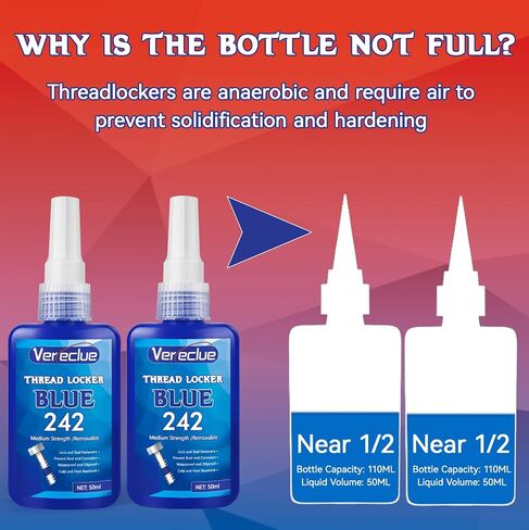 Thread Lock 50ml Blue 242 and 50ml Red 271, Medium Strength and Strong Strength Lock Tight Threadlocker, Thread Locker for Nuts, Bolts, Metal Fasteners to Against Losening and Seal in Saudi Arabia