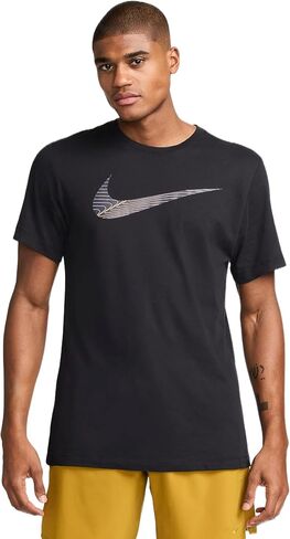 Nike - T-Shirts (Men's and Women's) (US, Alpha, Small, Regular, Regular, Men's - Nike - Black/Yellow (FJ2464-010)) in Saudi Arabia
