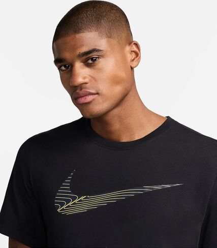 Nike - T-Shirts (Men's and Women's) (US, Alpha, Small, Regular, Regular, Men's - Nike - Black/Yellow (FJ2464-010)) in Saudi Arabia
