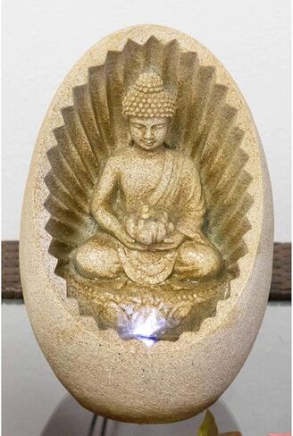Alpine Corporation TT8002 Indoor/Outdoor Tabletop Stacked Rocks Eternity Fountain, Modern Rocks Tabletop Fountain 12", Brown in Saudi Arabia