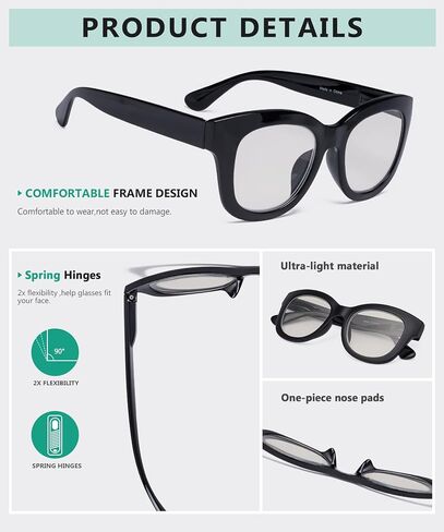 Eyekepper 4-حزمة كبيرة الحجم نظارات القراءة متعددة التركيز التقدمية للنساء الضوء الأزرق حجب قارئات الكمبيوتر بدون خط قارئ ثلاثي البؤر +1.50 in Saudi Arabia