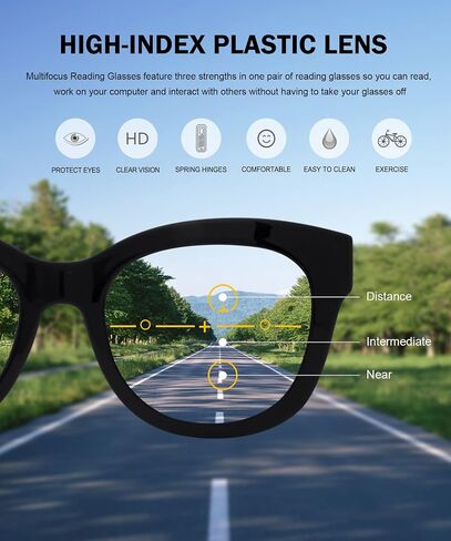 Eyekepper 4-حزمة كبيرة الحجم نظارات القراءة متعددة التركيز التقدمية للنساء الضوء الأزرق حجب قارئات الكمبيوتر بدون خط قارئ ثلاثي البؤر +1.50 in Saudi Arabia