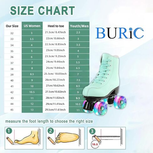 Roller Skates for Women High-top PU Leather Roller Skates Shiny 4 Wheels Roller Skates Green Roller Skates for Adult in Saudi Arabia