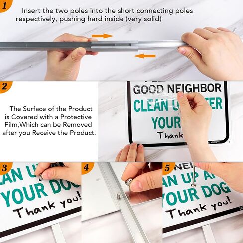 T&R Please Be A Good Neighbor Clean Up After Your Dog Sign with 36" Stake for Outside - 14"x10" .040 Rust Free Heavy Aluminum, Reflective, Waterproof, Weatherproof and Fade Resistant, 6 pre-drilled holes,Includes Matching Screws & Wrench, Easy to Mount in Kuwait
