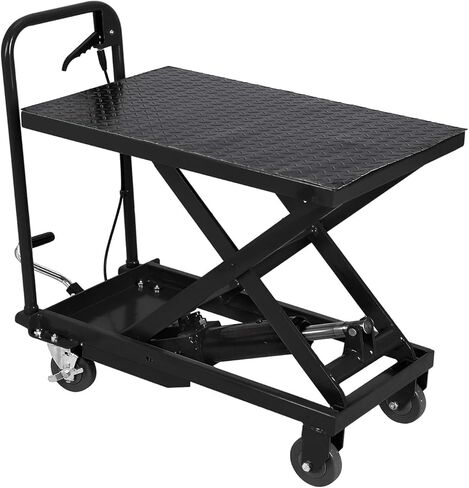 Hydraulic Scissor 500LBS Capacity, Manual Scissor Lift Table w/ 4 Wheels and Foot Pump, Elevating Hydraulic Cart for Material Handling (Black) in Kuwait