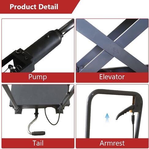 Hydraulic Scissor 500LBS Capacity, Manual Scissor Lift Table w/ 4 Wheels and Foot Pump, Elevating Hydraulic Cart for Material Handling (Black) in Kuwait