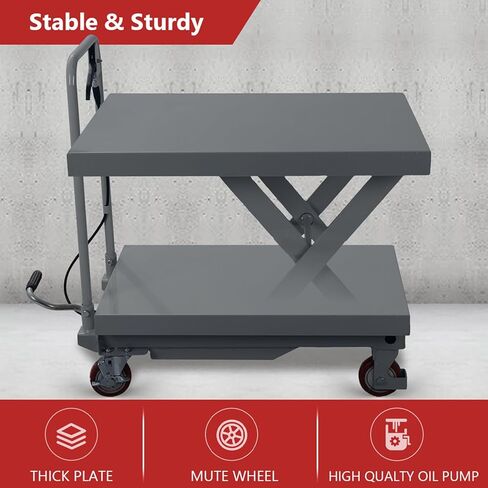 Hydraulic Scissor 500LBS Capacity, Manual Scissor Lift Table w/ 4 Wheels and Foot Pump, Elevating Hydraulic Cart for Material Handling (Black) in Kuwait