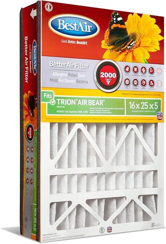 BestAir AB1625-11R AC Furnace Filter, 16" x 25" x 5", MERV 11, Fits 100%, For Trion Air Bear, Supreme, Skuttle, GeneralAire, Source1 & Ultravation Models, 1 Count (Pack of 1) in Kuwait