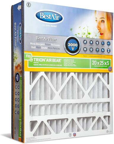 BestAir AB1625-11R AC Furnace Filter, 16" x 25" x 5", MERV 11, Fits 100%, For Trion Air Bear, Supreme, Skuttle, GeneralAire, Source1 & Ultravation Models, 1 Count (Pack of 1) in Kuwait