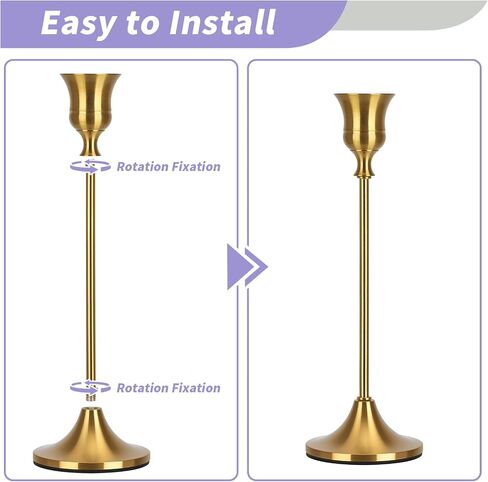Candlestick Holders Taper Candle Holders, Candle Stick Holders Set of 3, Brass Gold Candlestick Holder, Candle Holder for Wedding Party Dining in Saudi Arabia