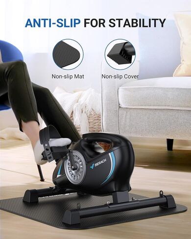 Under Desk Bike Pedal Exerciser, Quiet Magnetic Mini Exercise Bike with MERACH App for Arm, Leg Recovery, Physical Therapy, Smooth Foot Desk Cycle with 2 Resistance Bands & Non-Slip Mat in Kuwait