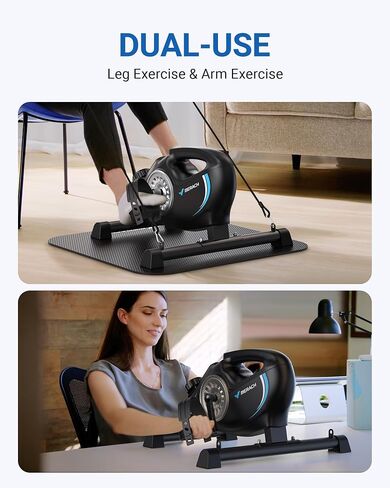 Under Desk Bike Pedal Exerciser, Quiet Magnetic Mini Exercise Bike with MERACH App for Arm, Leg Recovery, Physical Therapy, Smooth Foot Desk Cycle with 2 Resistance Bands & Non-Slip Mat in Kuwait