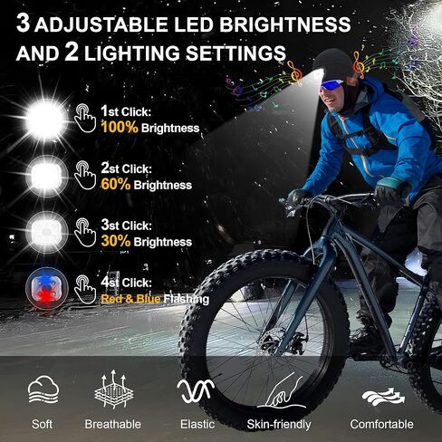 5.2 Bluetooth Beanie with Light, Music Hat with Headphones and Built-in Speaker Mic, USB Rechargeable 4 LED Warm Winter Hat for Fishing Working Jogging, Unique Christmas Birthday Gifts for Dad Mom in Kuwait