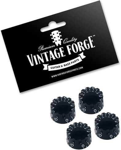 مقابض سرعة محززة باللون الأسود من Vintage Forge متوافقة مع جيتار جيبسون ليه بول SG الكهربائي (مجموعة من 4) مخرش يناسب 24 أوعية ذات عمود مقسم بالولايات المتحدة الأمريكية (إمبراطوري) NK24US-BLK4 in Saudi Arabia