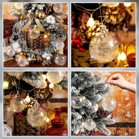Uiifan 24 Pcs Clear Glass Christmas Ornaments Balls Bulk Blown Glass Christmas Tree Ornaments Assorted Size Iridescent Ornaments Balls Christmas Tree Home Decorations (2.36 in,2.76 in,3.15 in) in Kuwait