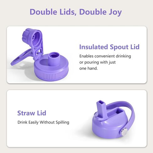 40 oz Insulated Water Bottle with Straw, Stainless Steel Vacuum Thermo Metal Sports Water Bottle Hydro Cup Flask with Spout Lids & DIY Stickers, Cold 48H Hot 24H for Hiking Sport Dark Purple in Saudi Arabia