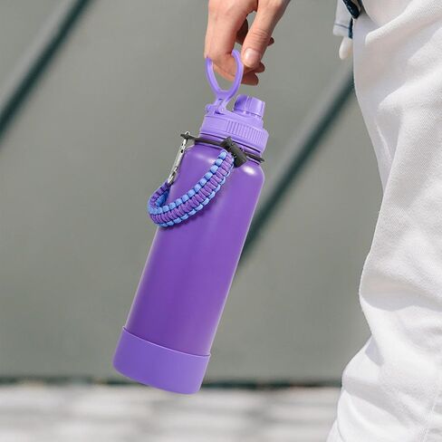 40 oz Insulated Water Bottle with Straw, Stainless Steel Vacuum Thermo Metal Sports Water Bottle Hydro Cup Flask with Spout Lids & DIY Stickers, Cold 48H Hot 24H for Hiking Sport Dark Purple in Saudi Arabia