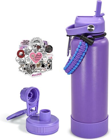 40 oz Insulated Water Bottle with Straw, Stainless Steel Vacuum Thermo Metal Sports Water Bottle Hydro Cup Flask with Spout Lids & DIY Stickers, Cold 48H Hot 24H for Hiking Sport Dark Purple in Saudi Arabia