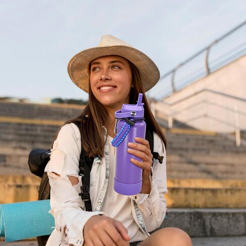 40 oz Insulated Water Bottle with Straw, Stainless Steel Vacuum Thermo Metal Sports Water Bottle Hydro Cup Flask with Spout Lids & DIY Stickers, Cold 48H Hot 24H for Hiking Sport Dark Purple in Saudi Arabia