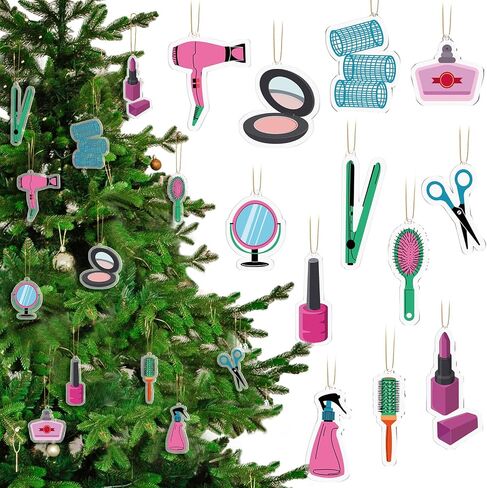 Yookeer 24 Pcs Acrylic Hair Stylist Christmas Ornament Christmas Tree Ornaments Hairdresser Gifts Hair Stylist Gifts Christmas Decoration Car Pendant for Xmas Crafts Decor (3.15 Inches,Hairdresser) in Saudi Arabia