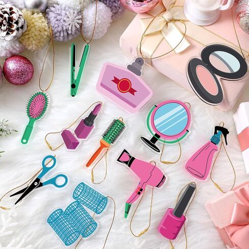 Yookeer 24 Pcs Acrylic Hair Stylist Christmas Ornament Christmas Tree Ornaments Hairdresser Gifts Hair Stylist Gifts Christmas Decoration Car Pendant for Xmas Crafts Decor (3.15 Inches,Hairdresser) in Saudi Arabia