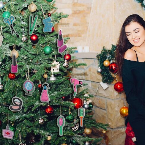Yookeer 24 Pcs Acrylic Hair Stylist Christmas Ornament Christmas Tree Ornaments Hairdresser Gifts Hair Stylist Gifts Christmas Decoration Car Pendant for Xmas Crafts Decor (3.15 Inches,Hairdresser) in Saudi Arabia