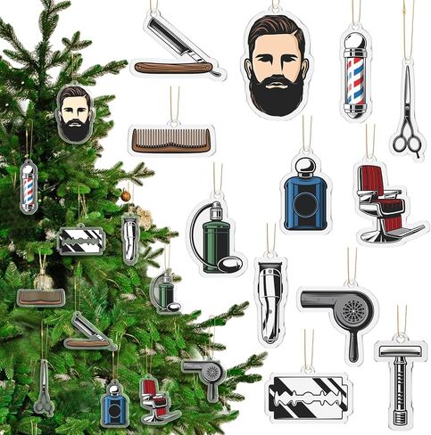 Yookeer 24 Pcs Acrylic Hair Stylist Christmas Ornament Christmas Tree Ornaments Hairdresser Gifts Hair Stylist Gifts Christmas Decoration Car Pendant for Xmas Crafts Decor (3.15 Inches,Hairdresser) in Kuwait