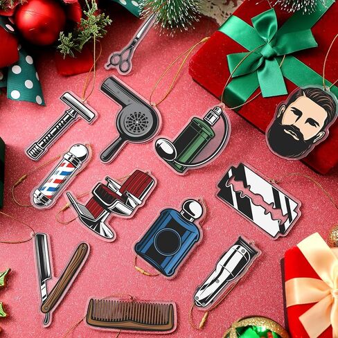 Yookeer 24 Pcs Acrylic Hair Stylist Christmas Ornament Christmas Tree Ornaments Hairdresser Gifts Hair Stylist Gifts Christmas Decoration Car Pendant for Xmas Crafts Decor (3.15 Inches,Hairdresser) in Kuwait